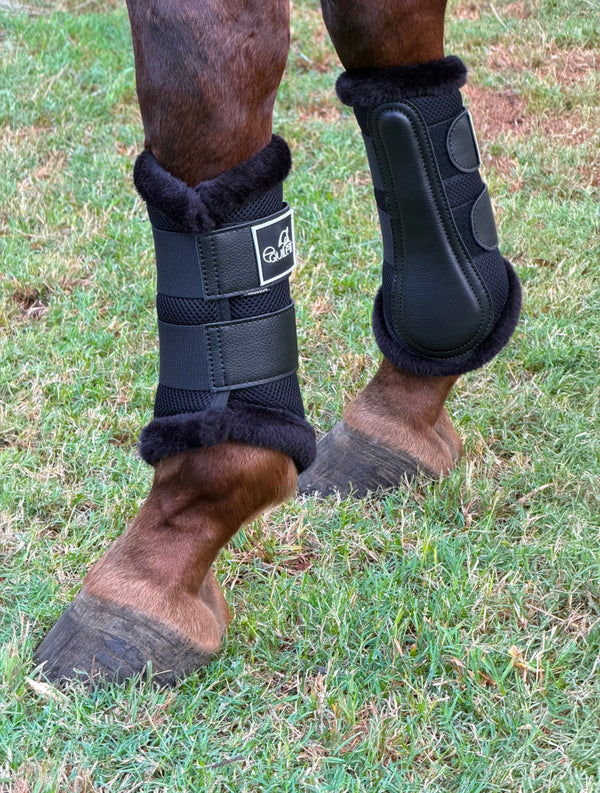 Airflow Black Mesh Brushing Boots with Faux Fur