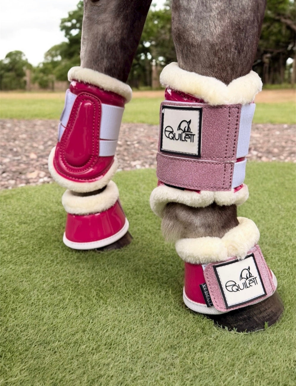Hot Pink Patent Brushing Boots with Glitter (Shetland)