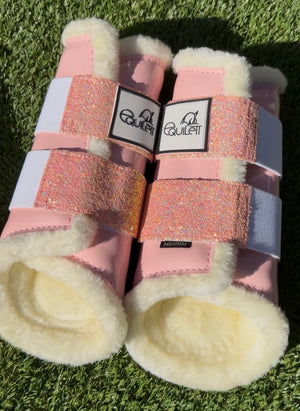 Baby Pink Patent Brushing Boots with Pink Glitter