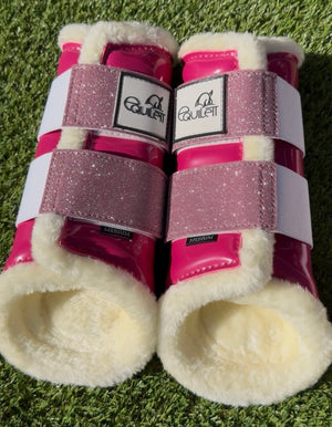Hot Pink Patent Brushing Boots with Glitter