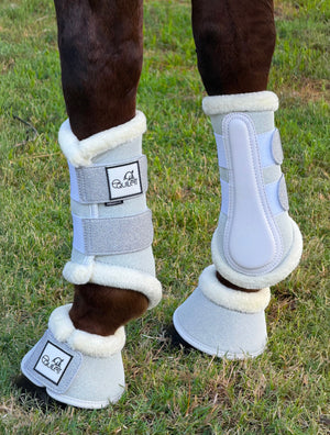 White Glitter Mesh Bell Boots