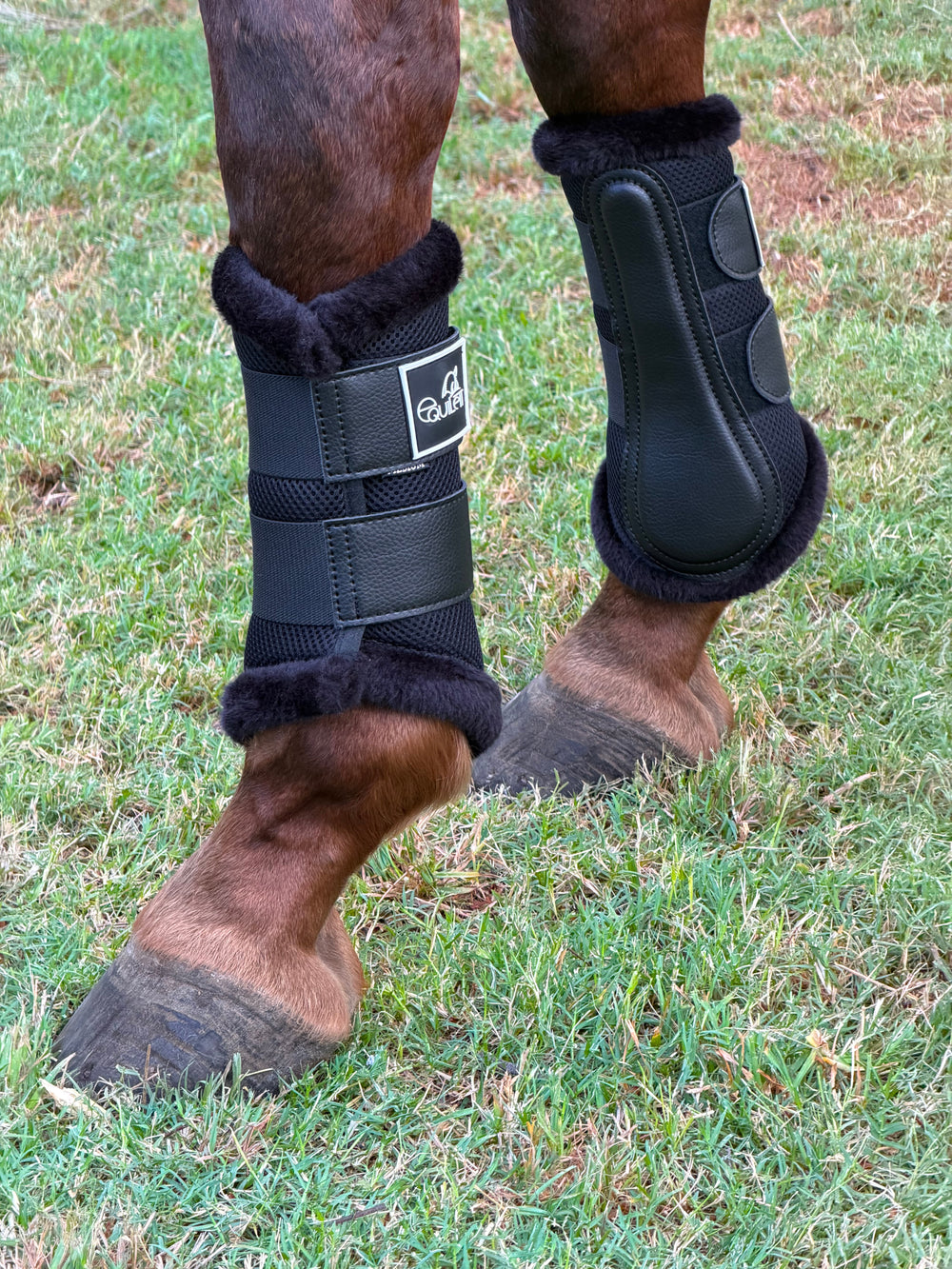 Airflow Black Mesh Brushing Boots with Faux Fur