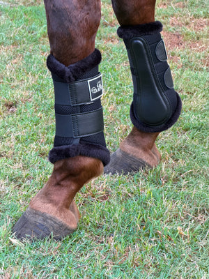 Airflow Black Mesh Brushing Boots with Faux Fur