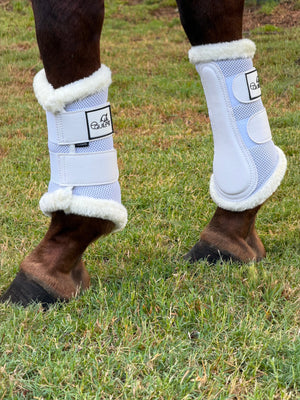 Airflow White Mesh Brushing Boots with Faux Fur