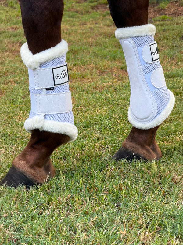 Airflow White Mesh Brushing Boots with Faux Fur