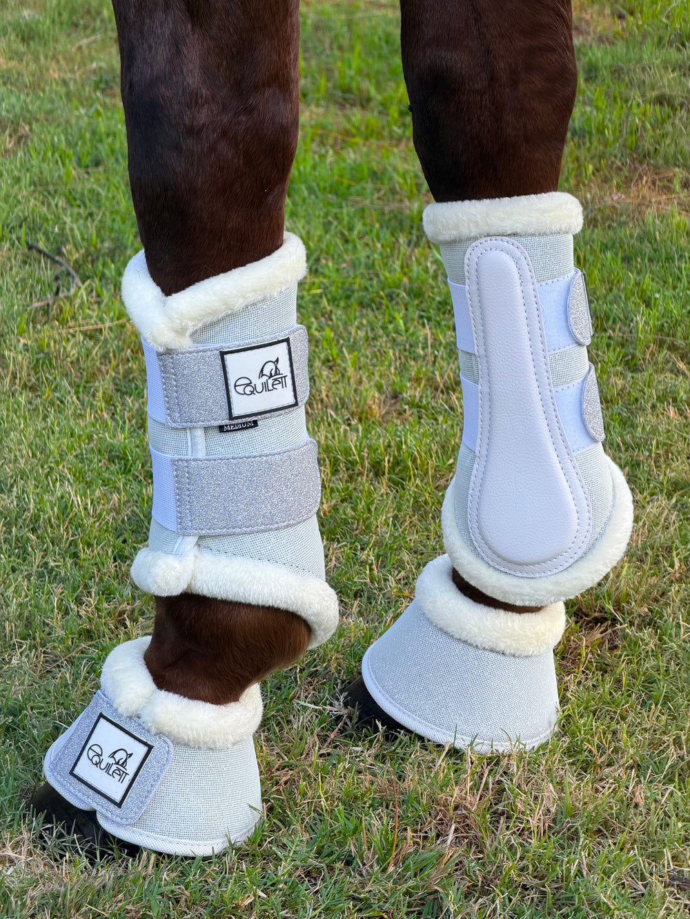 Airflow White Glitter Mesh Faux Fur Brushing Boot Set