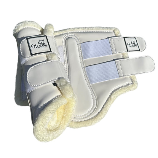 White Patent Tendon Boots