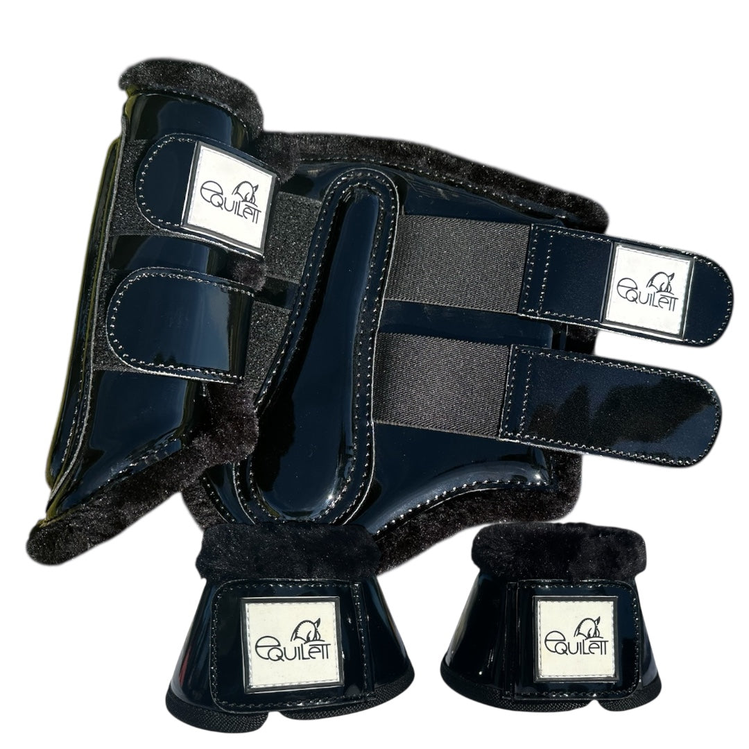 Black Patent Tendon & Bell Boot Set
