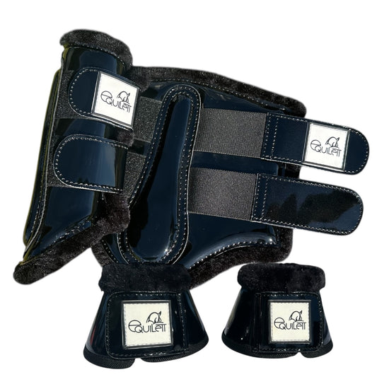 Black Patent Tendon & Bell Boot Set
