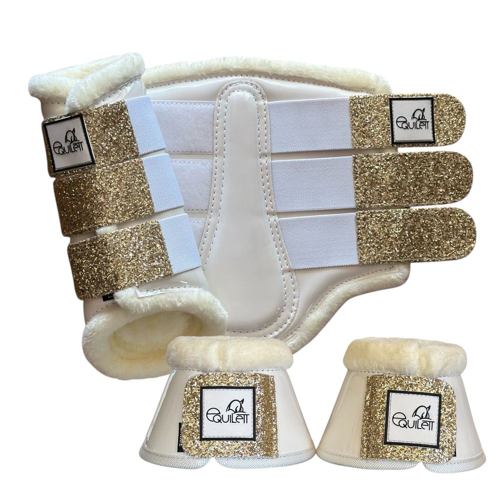 White Patent Brushing Boot & Bell Boot Set with Glitter