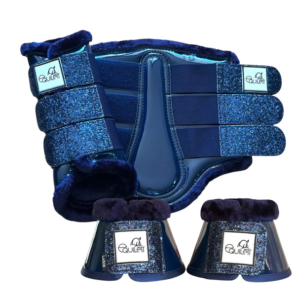 Navy Patent Brushing Boot and Bell Boot Set with Glitter