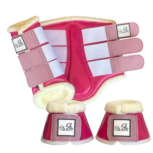 Hot Pink Patent Brushing Boot & Bell Boot Set with Glitter