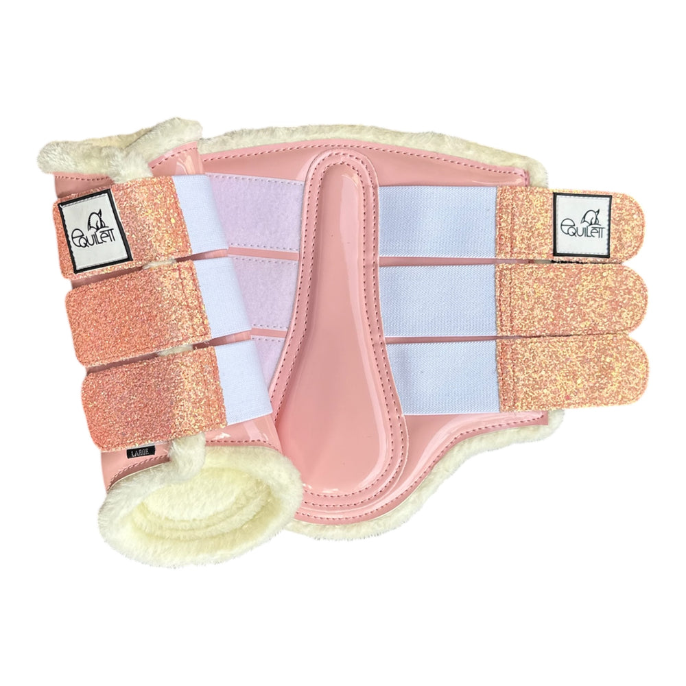Baby Pink Patent Brushing Boots with Pink Glitter