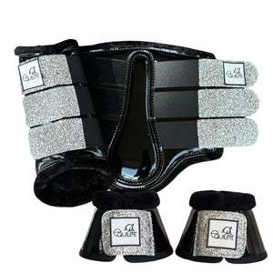 Black Patent Brushing Boot and Bell Boot Set with Glitter