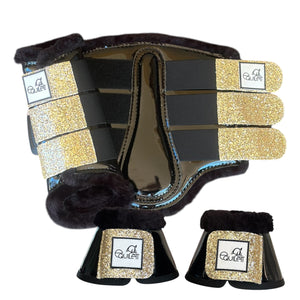 Black Patent Brushing Boot & Bell Boot Set with Glitter