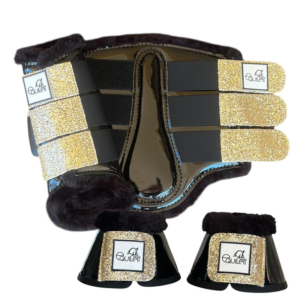 Black Patent Brushing Boot & Bell Boot Set with Glitter