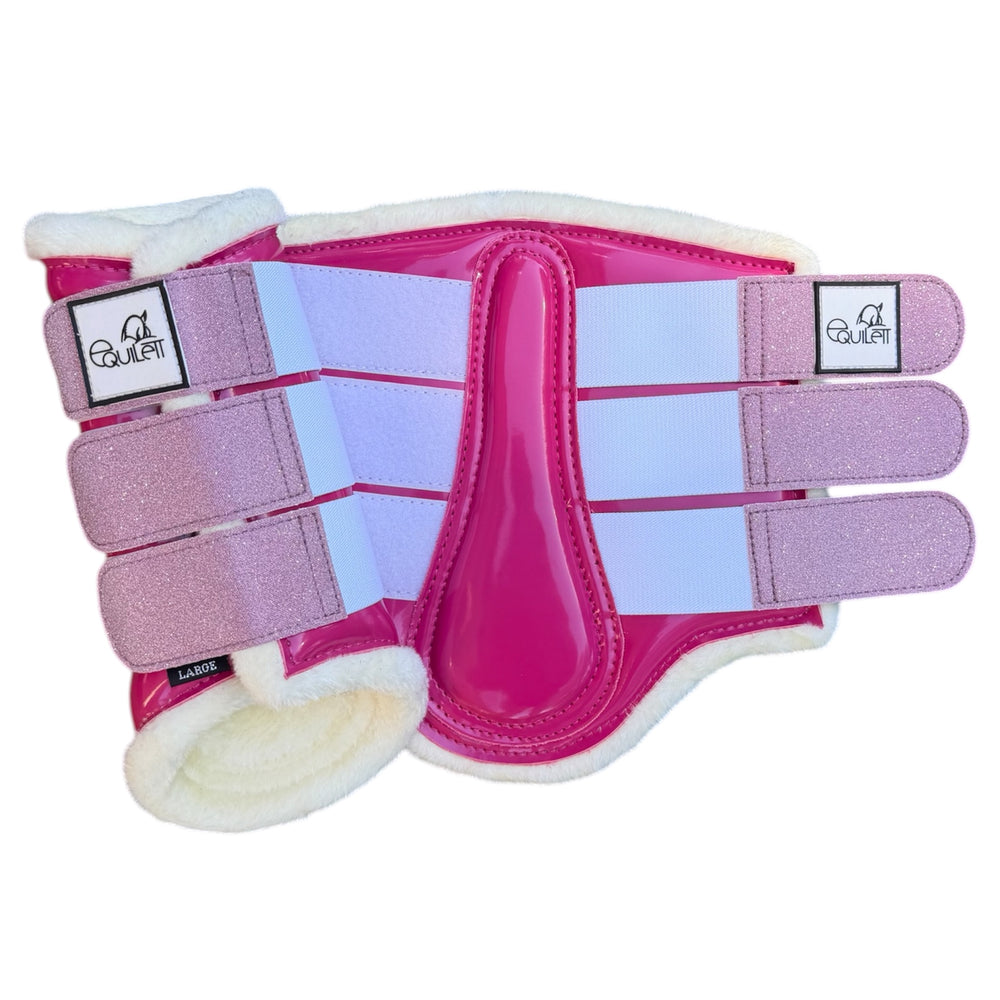 Hot Pink Patent Brushing Boots with Glitter