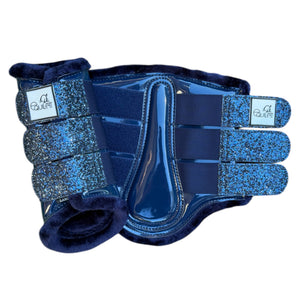 Navy Patent Brushing Boots with Navy Glitter