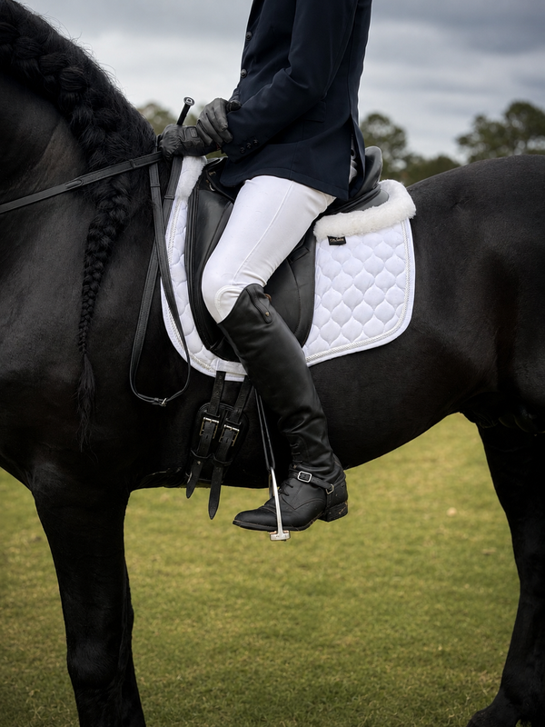 White Merino Sheepskin Saddle Pad
