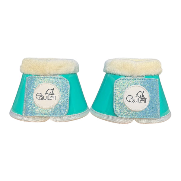 Aqua Blue Patent Bell Boots with Glitter