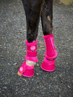 Hot Pink Milled Leather Bell Boots