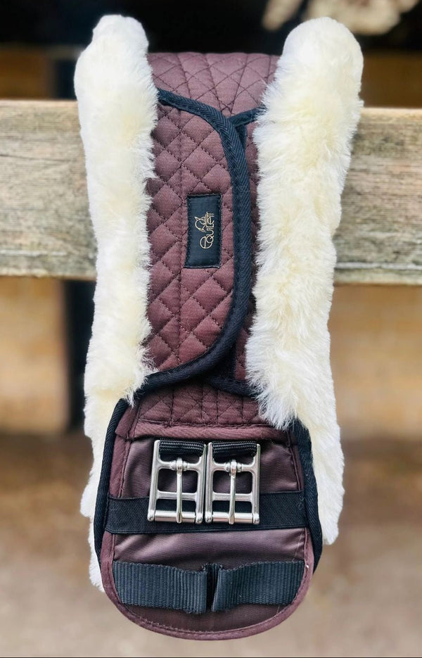 Brown Girth with Removable Natural Merino Sheepskin