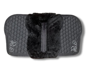 Black with Gold piping Merino Sheepskin Saddle Pad