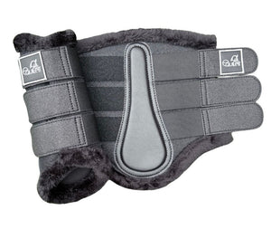 Airflow Black Glitter Mesh Brushing Boots with Faux Fur