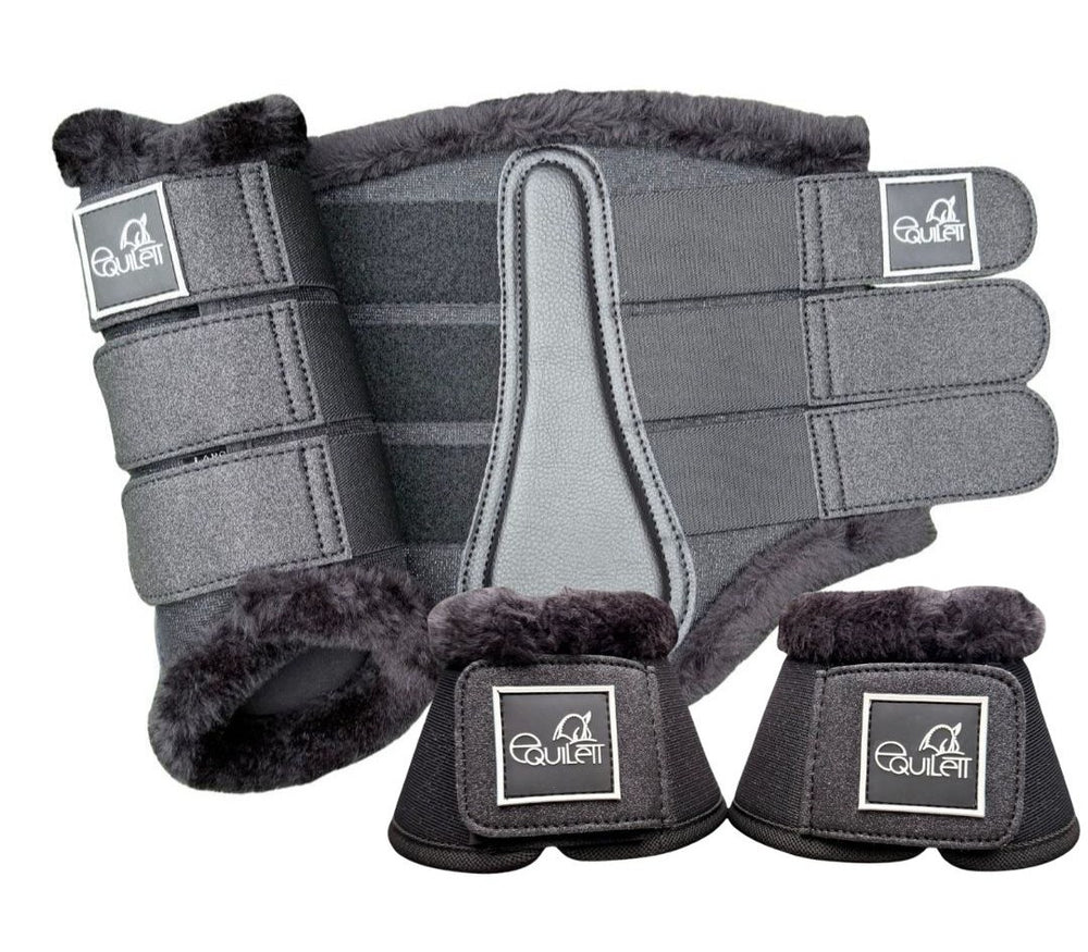 Airflow Black Glitter Mesh Faux Fur Brushing Boot Set