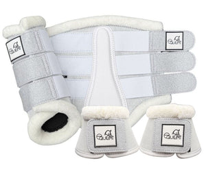 Airflow White Glitter Mesh Faux Fur Brushing Boot Set