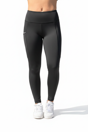 Black Leggings with White Piping - White Studio Background