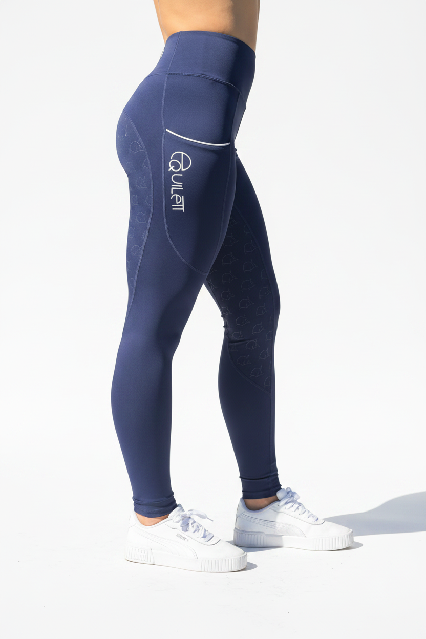 Navy Equilett Leggings - White Studio Background