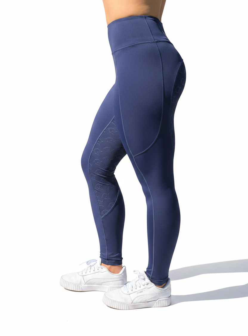 Navy Equilett Leggings - White Studio Background